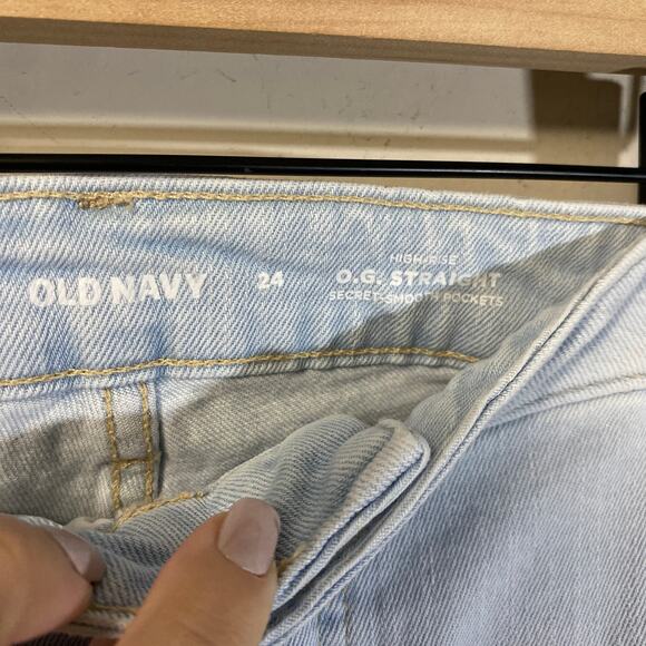 Old Navy High Rise O.G. Straight Super Light Wash Denim Ankle Length Plus Sz 24 - Picture 6 of 11